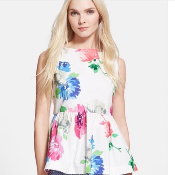 Kate Spade floral peplum tank - Picture 1 of 8